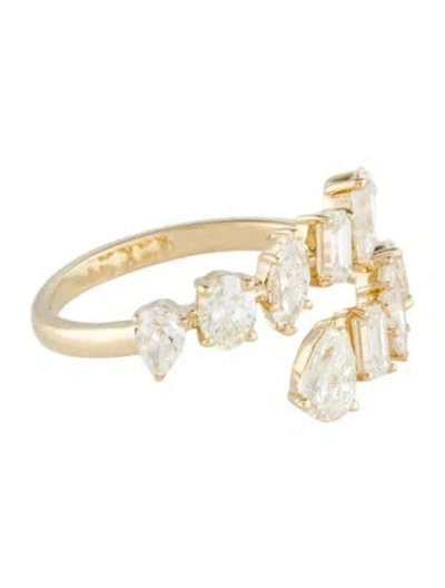 Pre-owned Ring 14k Diamond Bypass Cocktail  In Multi