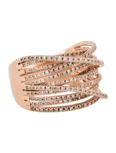 Pre-owned Ring 14k Diamond Bypass Cocktail  In Multicolor