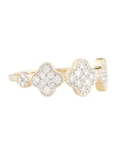Pre-owned Ring 14k Diamond Clovers Band In Multicolor