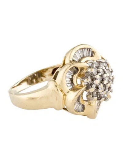 Pre-owned Ring 14k Diamond Cluster Cocktail  In Multi