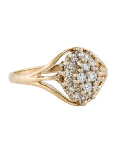 Pre-owned Ring 14k Diamond Cluster Cocktail  In Multi