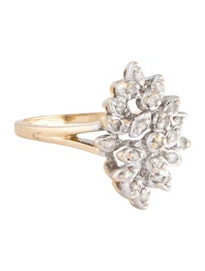 Pre-owned Ring 14k Diamond Cluster Cocktail  In Multicolor