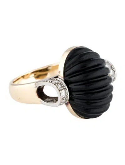 Pre-owned Ring 14k Diamond Cocktail  In Black