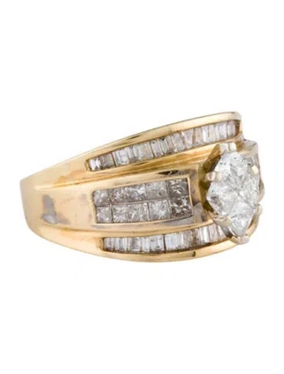 Pre-owned Ring 14k Diamond Cocktail  In Multi