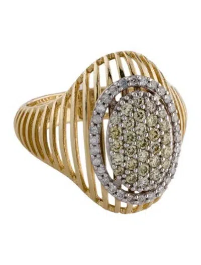 Pre-owned Ring 14k Diamond Cocktail  In Multi
