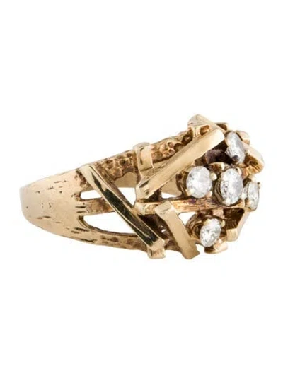 Pre-owned Ring 14k Diamond Cocktail  In Multi