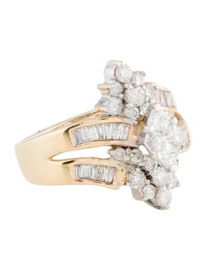 Pre-owned Ring 14k Diamond Cocktail  In Multi