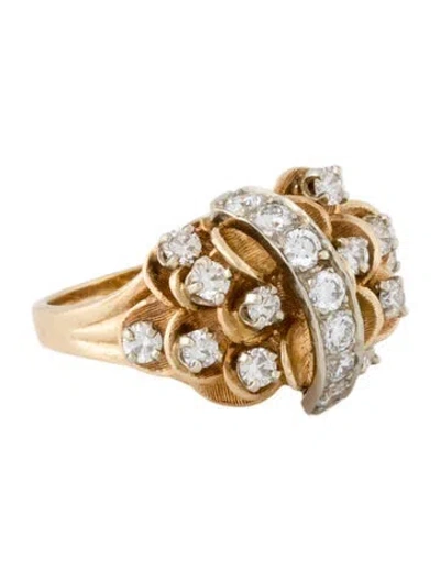 Pre-owned Ring 14k Diamond Cocktail  In Multi
