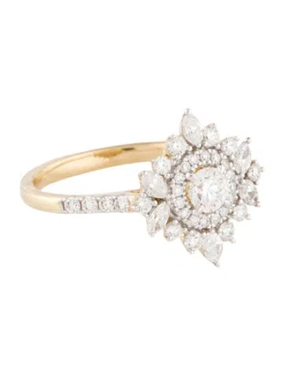 Pre-owned Ring 14k Diamond Cocktail  In Multi