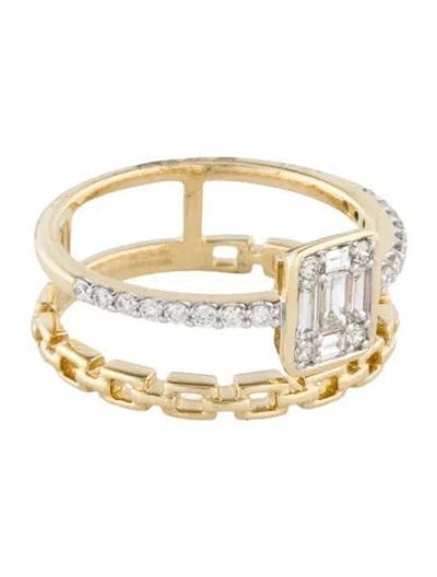 Pre-owned Ring 14k Diamond Cocktail  In Multi
