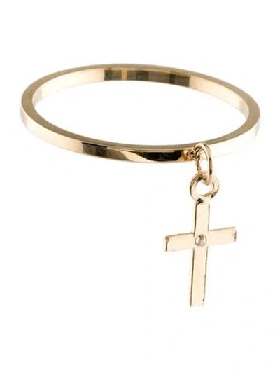 Pre-owned Ring 14k Diamond Cross Dangle Charm  In Multi
