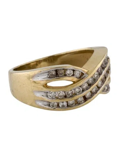 Pre-owned Ring 14k Diamond Crossed Band In Multi