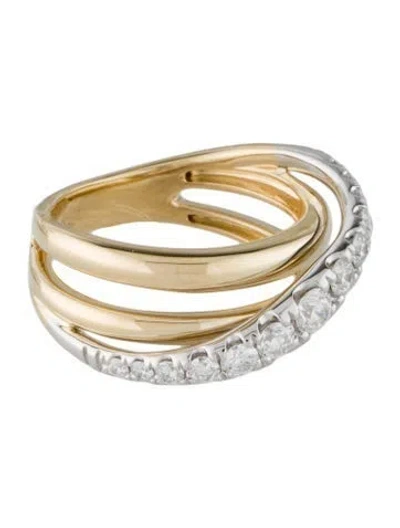Pre-owned Ring 14k Diamond Crossover Band In Multi
