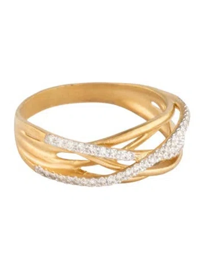 Pre-owned Ring 14k Diamond Crossover Band In Multicolor