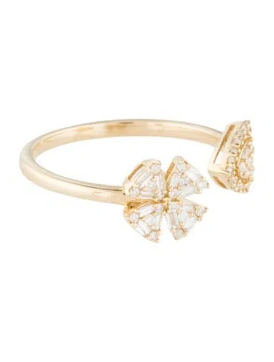 Pre-owned Ring 14k Diamond Cuff  In Multi