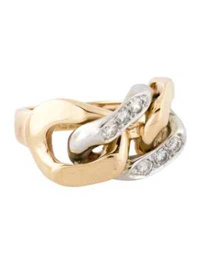 Pre-owned Ring 14k Diamond Curb Link  In Multicolor
