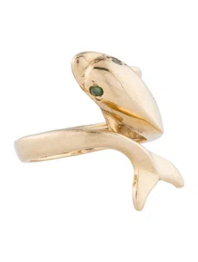 Pre-owned Ring 14k Diamond Dolphin Cocktail  In Multi
