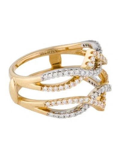 Pre-owned Ring 14k Diamond Double Row Band In Multi