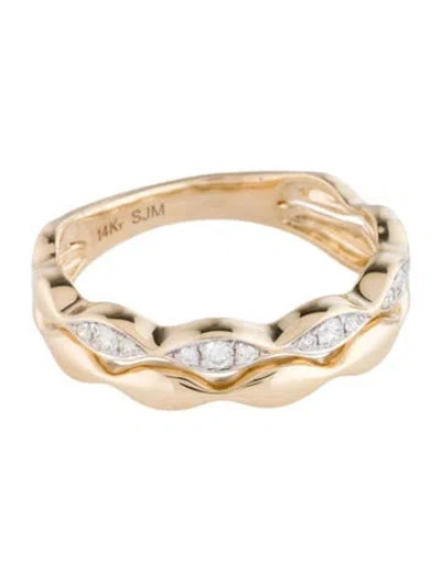 Pre-owned Ring 14k Diamond Double Row Band In Multicolor