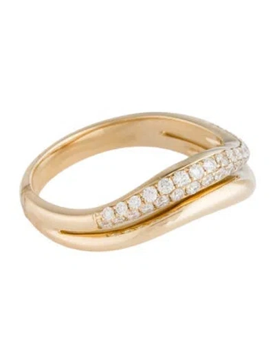 Pre-owned Ring 14k Diamond Double Row Wave Band In Multicolor