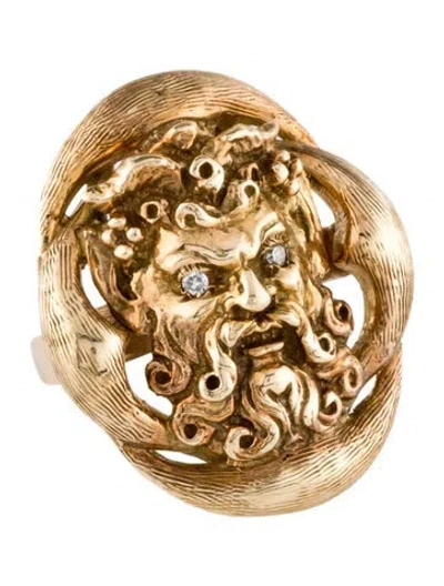 Pre-owned Ring 14k Diamond Face Motif Cocktail  In Multi