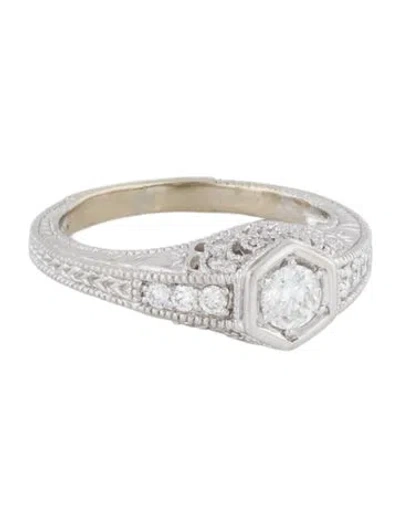 Pre-owned Ring 14k Diamond Filigree Engagement  In Multi