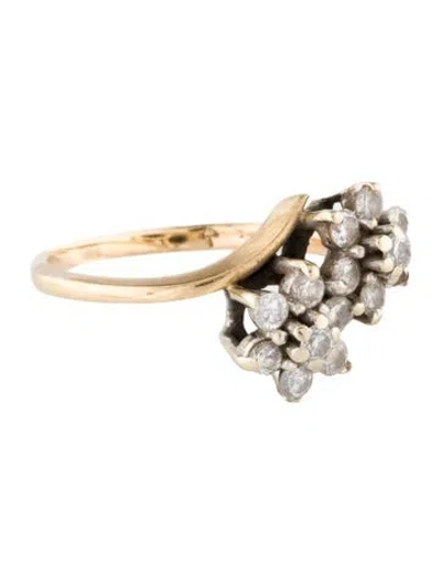 Pre-owned Ring 14k Diamond Floral Cocktail  In Multi