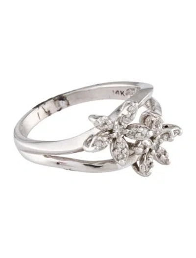 Pre-owned Ring 14k Diamond Floral Cocktail  In Multi