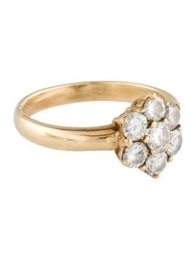 Pre-owned Ring 14k Diamond Floral Cocktail  In Multi