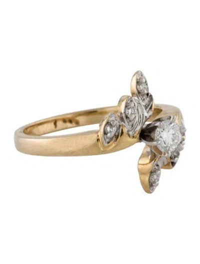 Pre-owned Ring 14k Diamond Floral Cocktail  In Multi