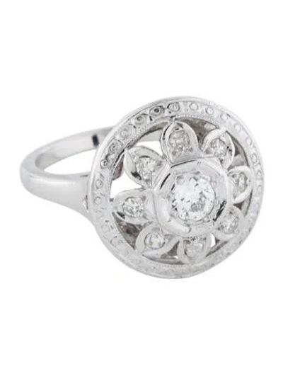 Pre-owned Ring 14k Diamond Floral Cocktail  In Multi
