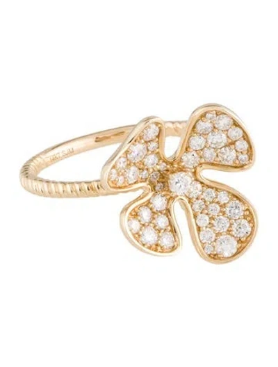 Pre-owned Ring 14k Diamond Floral Cocktail  In Multi