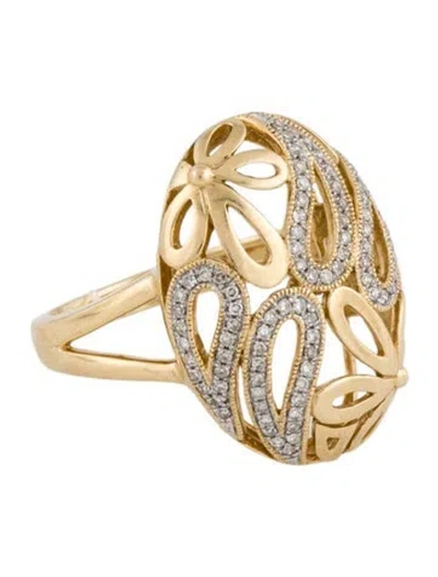 Pre-owned Ring 14k Diamond Floral Cutout Cocktail  In Multi