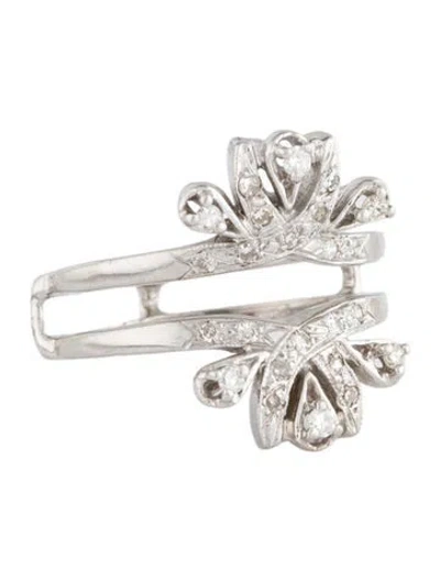 Pre-owned Ring 14k Diamond Floral Double Row  In Multi