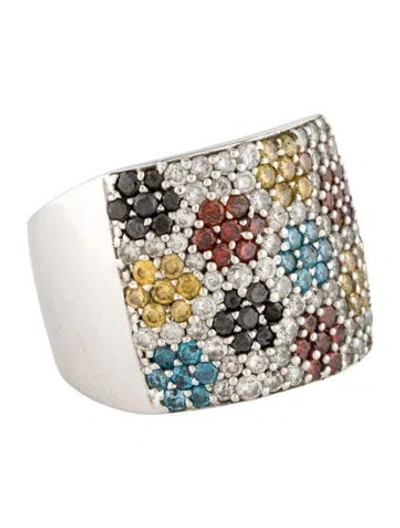 Pre-owned Ring 14k Diamond Flower Band  In Multi