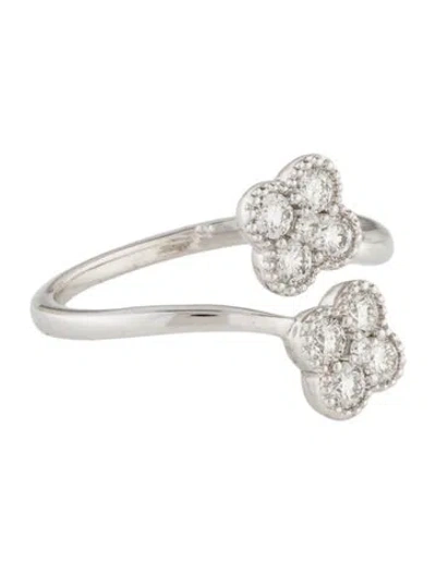 Pre-owned Ring 14k Diamond Flower Bypass  In Multi