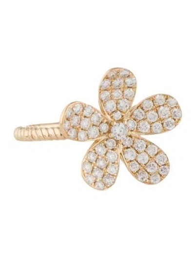 Pre-owned Ring 14k Diamond Flower Cocktail  In Multi