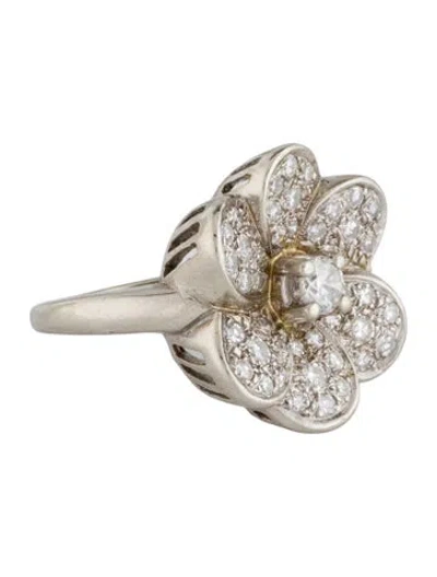 Pre-owned Ring 14k Diamond Flower Cocktail  In Multi