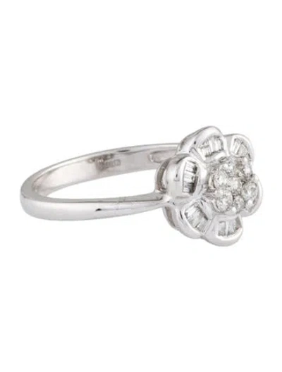 Pre-owned Ring 14k Diamond Flower Cocktail  In Multi