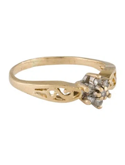 Pre-owned Ring 14k Diamond Flower Cocktail  In Multi
