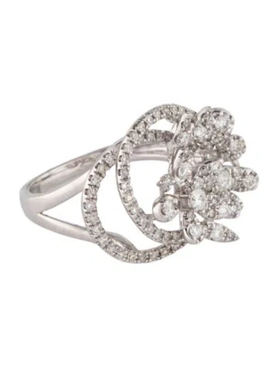 Pre-owned Ring 14k Diamond Flower Cocktail  In Multi
