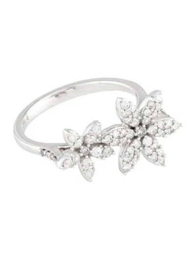 Pre-owned Ring 14k Diamond Flower Cocktail  In Multicolor