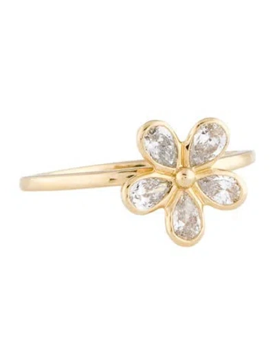 Pre-owned Ring 14k Diamond Flower Cocktail  In Multicolor