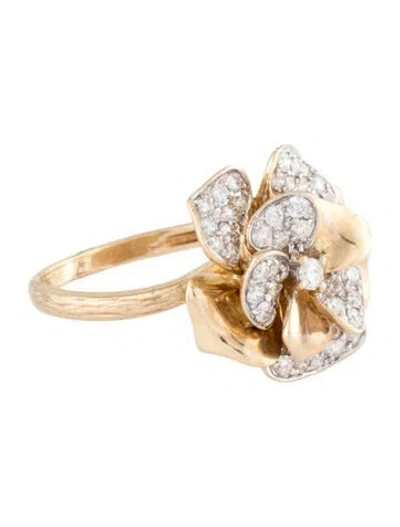 Pre-owned Ring 14k Diamond Flower Cocktail  In Multicolor