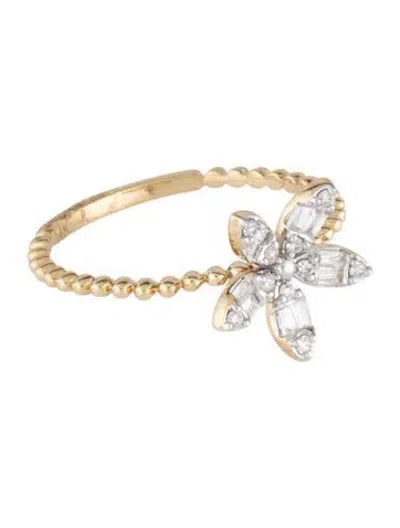 Pre-owned Ring 14k Diamond Flower Cocktail  In Multicolor