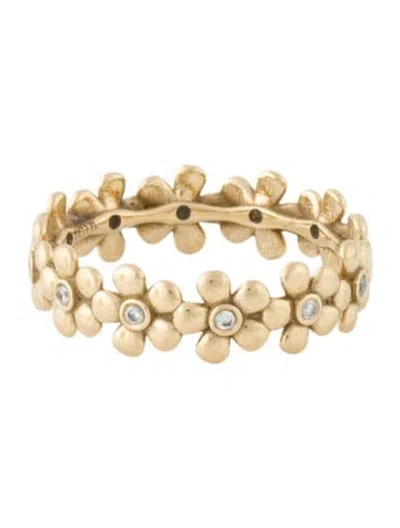 Pre-owned Ring 14k Diamond Flower Eternity Band In Multi