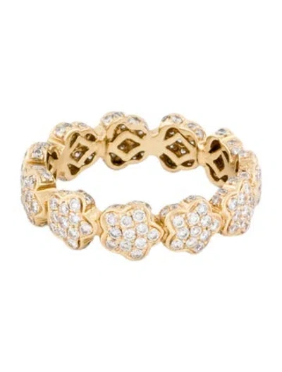 Pre-owned Ring 14k Diamond Flower Eternity Band In Multicolor