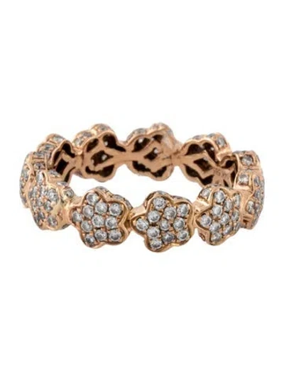 Pre-owned Ring 14k Diamond Flower Eternity Band In Multicolor