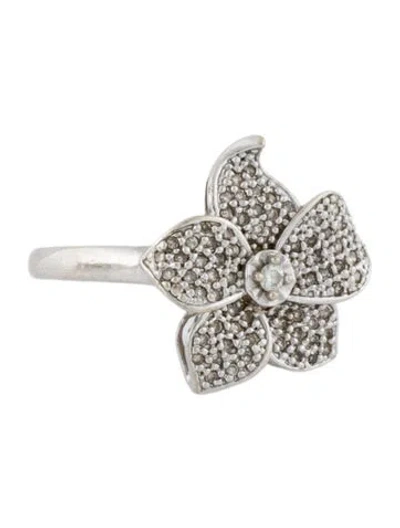 Pre-owned Ring 14k Diamond Flower  In Multi