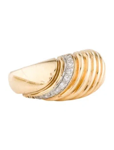 Pre-owned Ring 14k Diamond Fluted Bombe Band In Multi